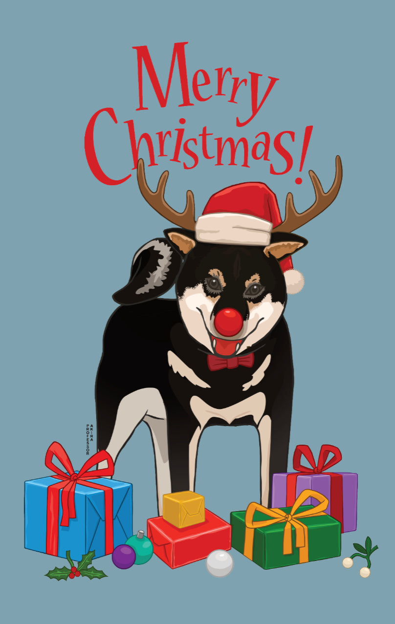 Shiba Inu Christmas Card - Black Breed
