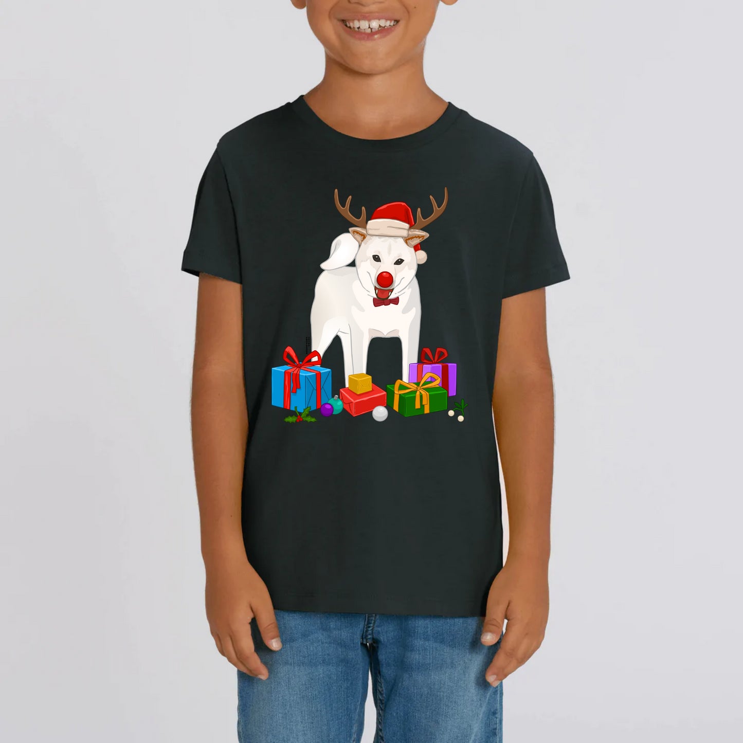 White Christmas Shiba Kids T-Shirt