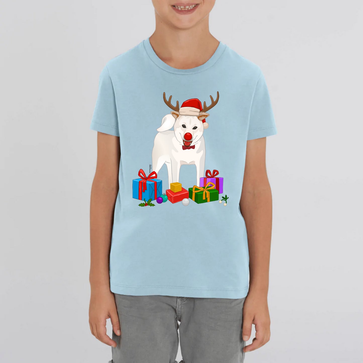 White Christmas Shiba Kids T-Shirt